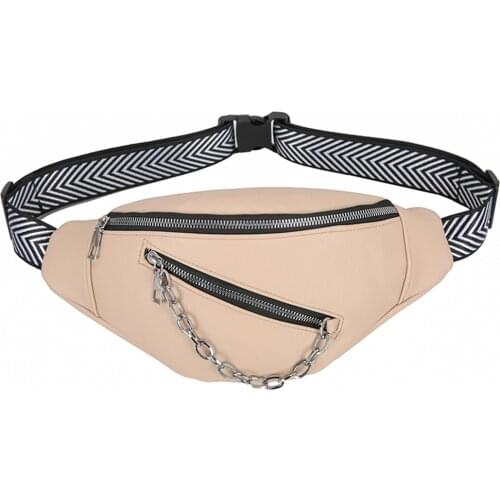 Travel Purse Phone Pouch Pocket Casual Leather Fanny Pack Women Zipper Waist Bag Outdoor Chain Crossbody Packs