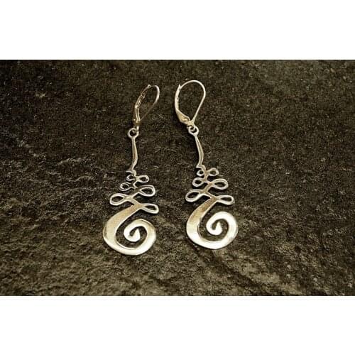 Spiritual Unalome Handmade Silver Earrings-Yoga Jewelry - Birthday Gift