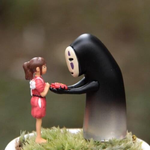 2pcs/lot cute Cartoon Studio Ghibli Spirited Away No Face Man Chihiro Girl No Face Man Action Figure Toys gift