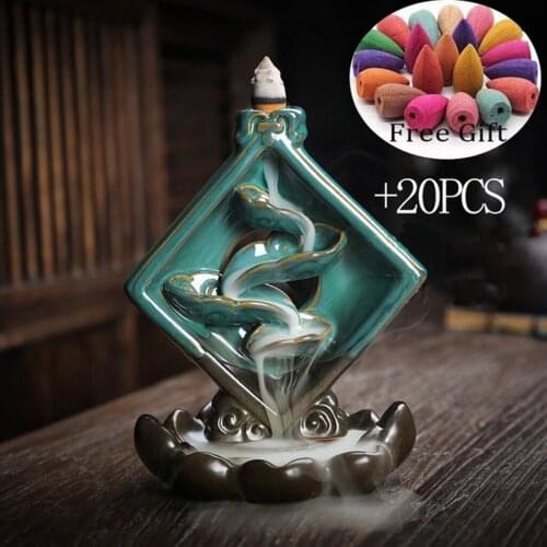 Elegant Backflow Incense Burner, Ceramic Waterfall Incense Holder, Decorative Handmade Exquisite Censer Decoration
