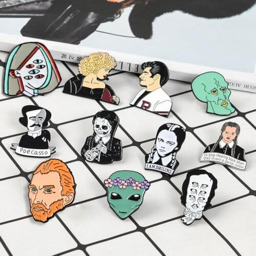 Multiple Punk Face enamel Pin Badge Dark Sentiments Multi-eye Sandy Danny Lapel Brooches for Women Men Abstract portrait Jewelry