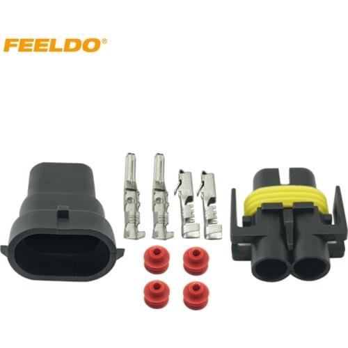 FEELDO 1Set Car Motorcycle H8/H9/H11/880/881 Waterproof DIY Male Female Quick Adapter Connector Terminals Plug Kit #FD-2752