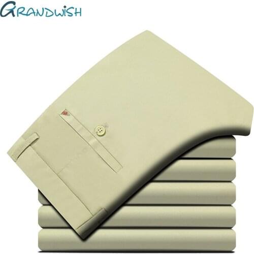 Grandwish Mens Casual Long Pants Cotton Elasticity Business Stretch Trousers Male Brand Sequined Formal High Quality Pant;ZA471