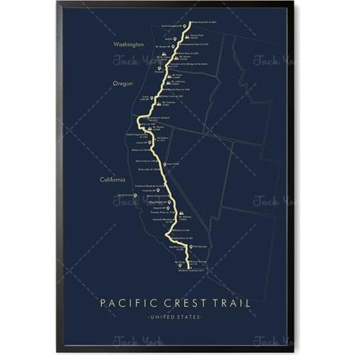 Pacific Crest Trail Map | PCT Hiking Trail Map | PCT Poster | Trail Map Art | Relive your Adventures