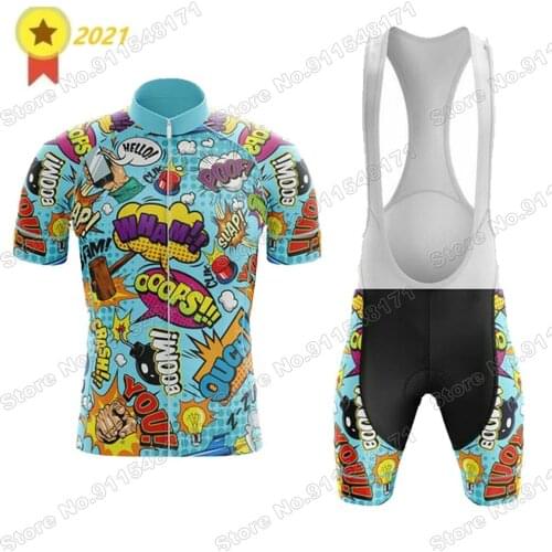 2021 Explosive Comics Cycling Jersey Set Summer Bicycle Clothing Road Bike Shirts Suit Bicycle Bib Shorts MTB Wear Maillot
