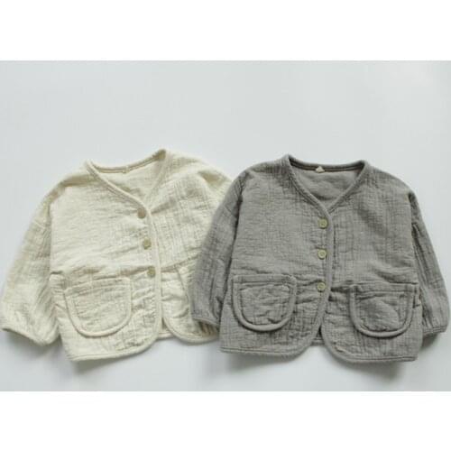 Korean Style New Autumn Children Cotton Linen Cardigan Coats Loose Pure Color Outerwear Toddlers Kids Clothes Casual Jackets