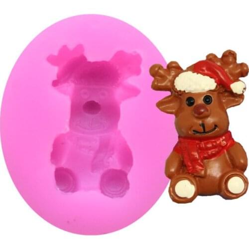MINI 3D Mold Christmas Deer Silicone Moulds Fondant cake decorating silicone Mold tools for cakes SQ17215