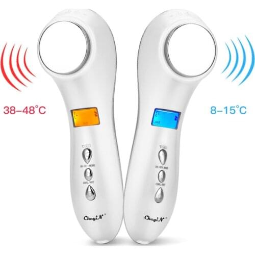 Hot and Cold Hammer Women Skin Rejuvenation Face Massager Skin Tightening Anti Age Face Roller Facial Lifting Device LCD Display