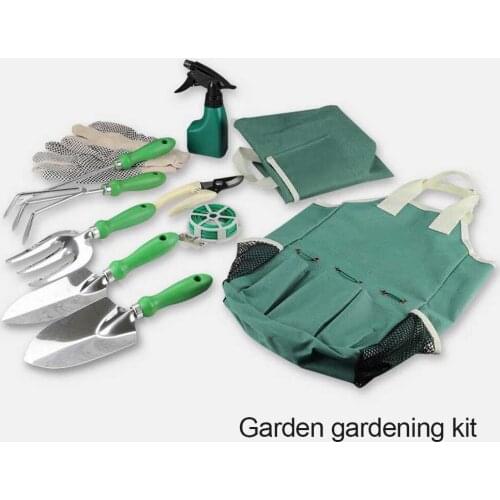 11 Pcs Garden Tool Set Aluminum Tool Set Garden Canvas Apron with Storage Bag, Outdoor Tools Heavy-duty Gardening Work Set