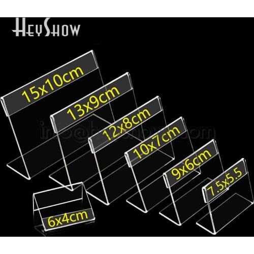 10pcs L Shaped Desk Acrylic Price Tag Stand Clear Acrylic Table Sign Label Frame Desktop Display Holder Paper Name Card Holders