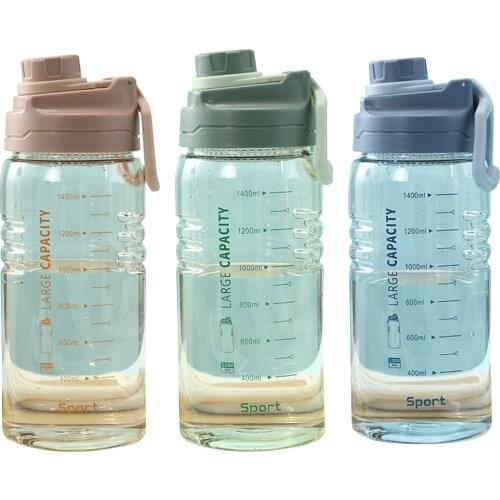 New Outdoor Portable Sports Water Bottle with Filter Cover Precise Scale Portable Handle Plastic Leakproof Cup