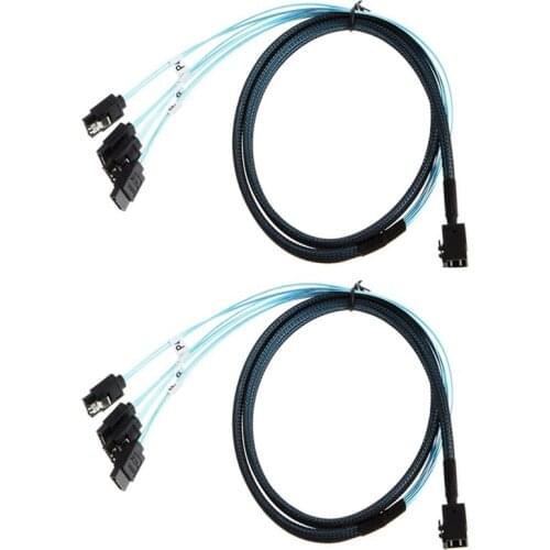 NEW-Internal HD Mini SAS (SFF-8643) Target - 4X SATA (Host) Cable, SFF-8643 to 4X SATA Cable HD Mini SAS Host 2Pieces