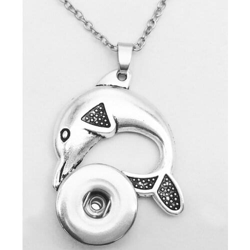 New dolphin snap button jewelry necklace EA3475 fit 18mm 20mm snaps)