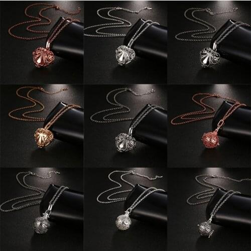 New Mexico Aromatherapy Diffuser Necklace Music Ball Vintage Locket Heart Shaped Cross Pendant Jewelry Woman Fashion Accessories