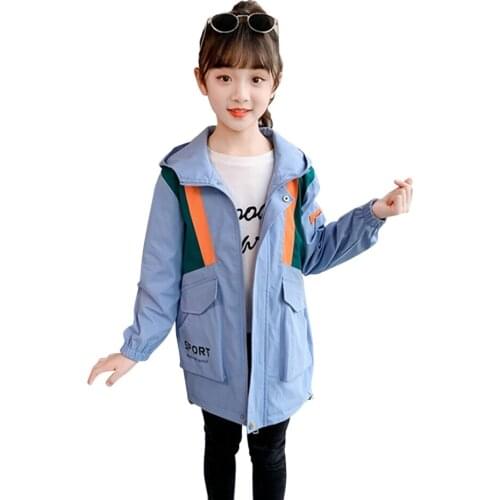 Coat For Girl Patchwork Girls Coats Spring Autumn Kids Coats Casual Style Winter Kids Clothes 6 8 10 12 14