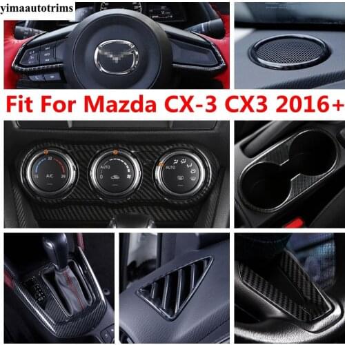 Dashboard Air AC Speaker Steering Wheel Gear Panel Cover Trim For Mazda CX-3 CX3 2016 - 2020 Carbon Fiber Interior Accessories