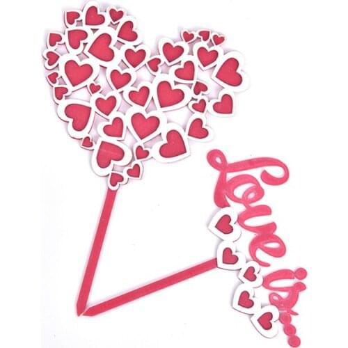 Happy Valentines Day Birthday Cake Topper Love Heart Acrylic Cupcake Topper For Valentine Anniversary Cake Decorations