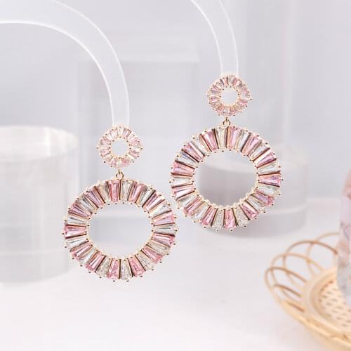 Korean 2021 New Fashion Circle Pink drop Earrings Female Trending Hipster Simple