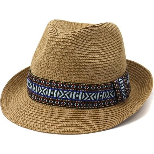 Grass Hat Fedora Women Summer Sun Beach Ribbon UV Protection Wide Brim Breathable Outdoor Accessory