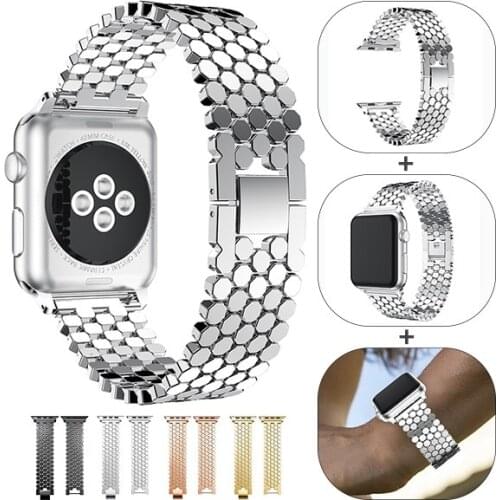 Scales Shape Stainless Steel For Apple Watch Band Replacement Strap For Apple Watch Series 5 4 3 38mm 40mm 42mm 44mm