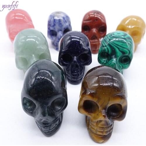 Handmade Natural stone skull figurine Crystal Healing Gift Crafts Fun Toys for home party decoration