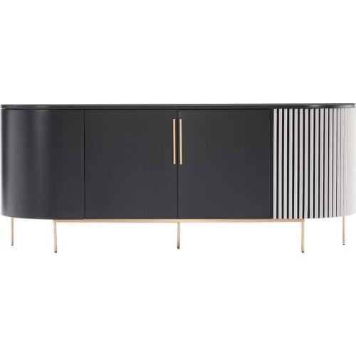 Light luxury leather art dining side cabinet living room art storage floor cabinet curved surface design lockers furniture