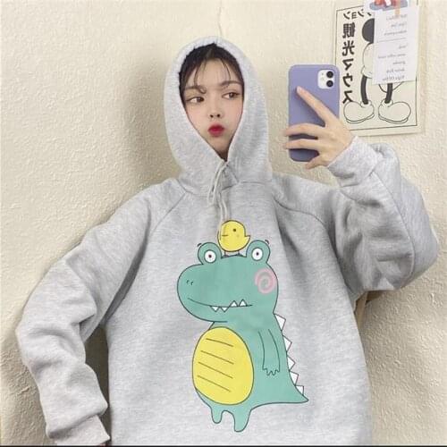 Lazy casual cartoon hooded sweatshirt Female korean kawaii womens sweatshirts Japanese harajuku Ulzzang clothing for women