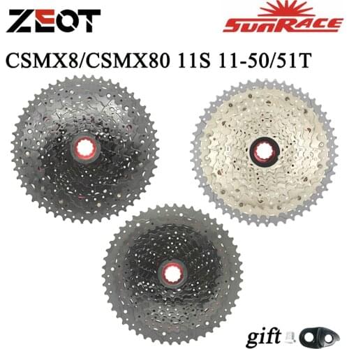 SunRace 11 Speed 11V CSMX8 11-50T 11-51T CSMX80 11-50T 11-51T Wide Ratio Bicycle Cassette Mountain Bicycle 11 Speed Freewheel