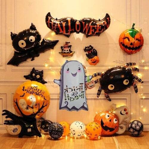 Halloween Pumpkin Ghost Balloons Halloween Decorations Spider Foil Balloons Inflatable Toys Bat Globos Halloween Party Supplies