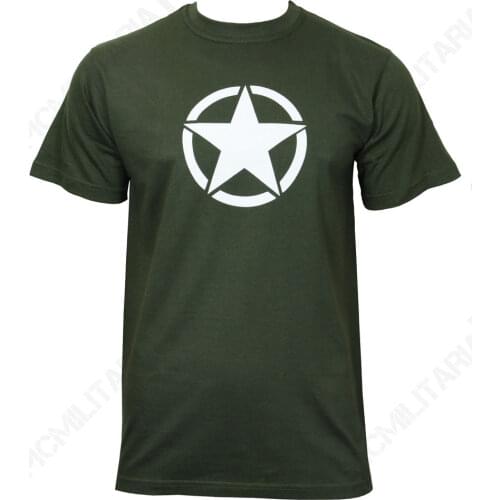 Green Us Military Star T-Shirt - American Top Olive Army All Sizes New Summer 2019 100% Cotton Normal Custom Design Shirt