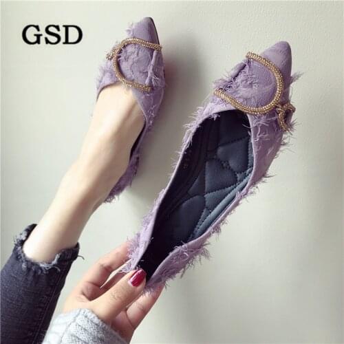 Women Flats Pointed Toe Casual Single Shoes Woman Autumn Crystal buckle Design Brand Fashion Women Shoes Zapatos Mujer