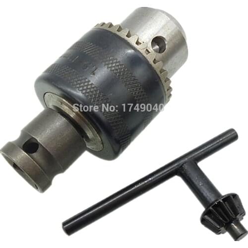 1/2" Square Socket Adapter Converter with 1.5mm to 13mm 1/2"-20 UNF Thread Keyed Drill Chuck and Chuck Key Set for Impact Drills