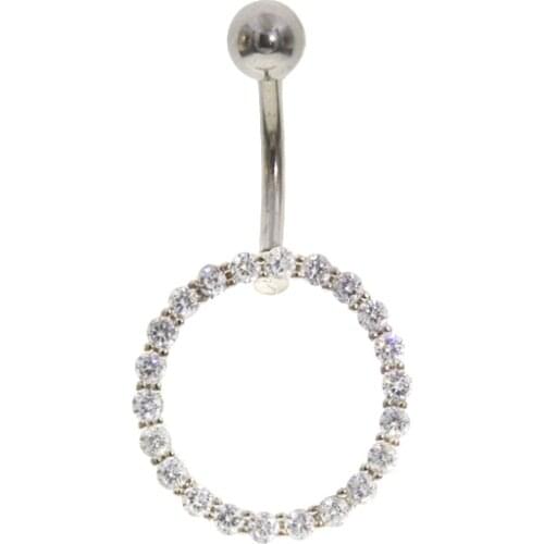 1pc 16mm Round Navel Belly Button Rings Belly Piercing Crystal Surgical Steel Woman Body Jewelry Barbell Women Accessories