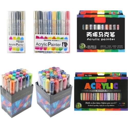 4/8/12/15/24/36 Colors Acrylic Paint Marker Pen Detailed Marking for DIY Album