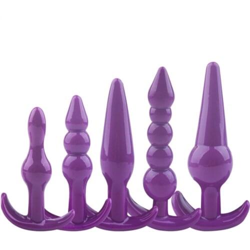 5pcs/set Soft Silicone Anal Dildo Butt Plug Prostate Massager Anal Plug Beads Adult Erotic Sex Toys for Men Women Sex Products