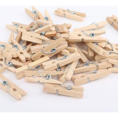 50/100/200PCS 2.5CM Mini Natural Wooden Clothes Photo Paper Clothespin Craft Clips Portable Wood Clamp