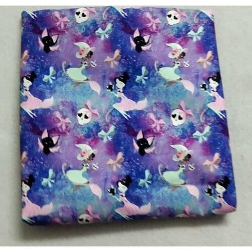 50x105cm Bowknot Skull Girl Flying Bat Printed Cotton Fabric Skull Fabric Patchwork Cloth Dress Home Decor