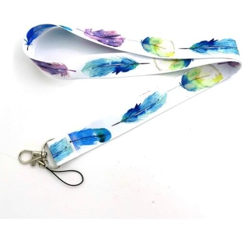 Watercolor Leaves Keychain Lanyard For Keys Tags ID Card Pass Gym USB Badge Holder Webbing Ribbon Neck Strap DIY Hang Rope