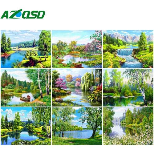 AZQSD Diamond Painting Nature Full Square/Round Drill Diamond Embroidery Scenery Rhinestones 5d Diy Home Decor Cross Stitch Kits