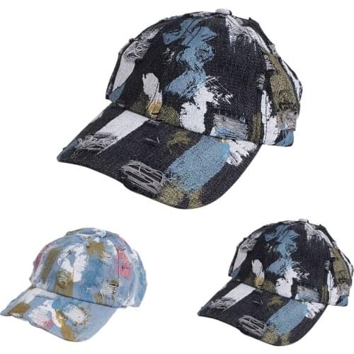 Sand Edging Worn Tie-dyed Baseball Cap Male outdoor Sunhat Female Hip-hop Street Hats Unisex Denim Casual Travel Caps for Adult