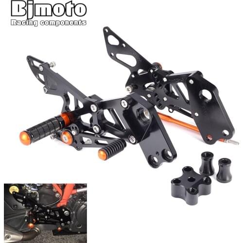 BJMOTO CNC Adjustable Footrest Motorcycle Rearset Footpegs For RC125 RC200 RC390 2014 2015 2016 2017 2018 2019