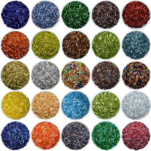 27 Color Silver Lined Bugle Czech Glass Seed Spacer Beads 500pcs/lot Austria Crystal 2x6mm Long Tube Beads For DIY