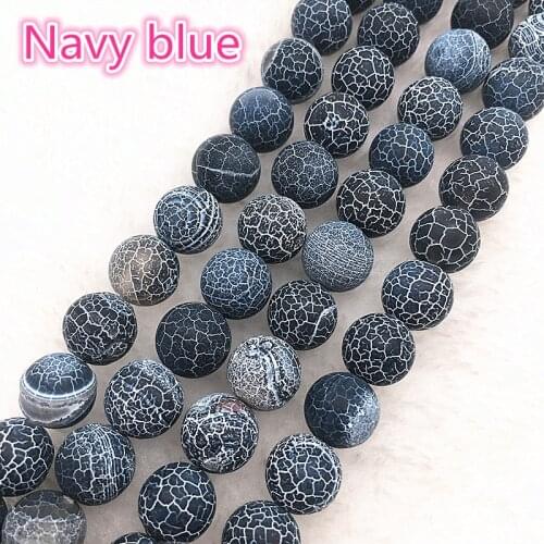Wholesale 6/8/10mm Natural Stone Bead Dream Fire Dragon Veins Navy blue Onyx Agat Loose Stone Beads For Making Bracelet DIY #05