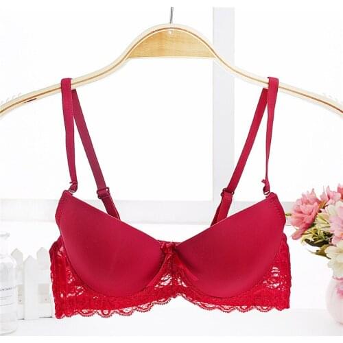 Deep V Sexy Brassiere for Small Chest 70 75 80 Thin Cup Deep U Lace Bra Women Underwired Little Cotton Small Breast Push Up Bra