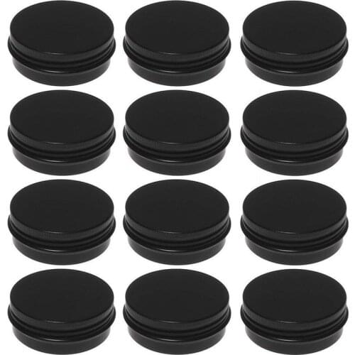 12Pcs 1Oz Black Aluminum Tin Jars Round Screw Lid Containers Empty Metal Storage Cans For Organizing Cosmetic Small Jewelry Orna