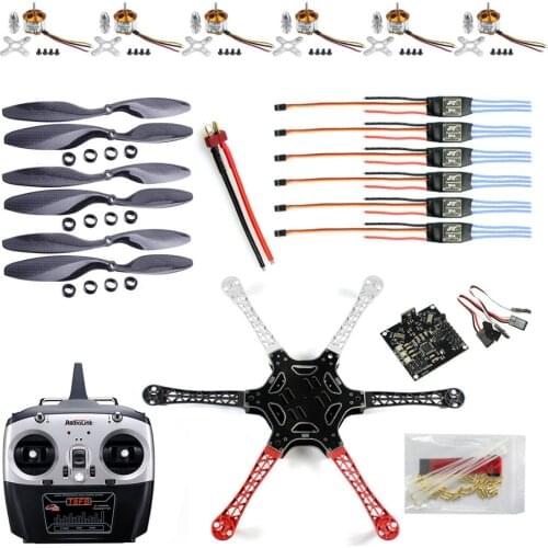 F550 Drone FlameWheel Kit With QQ ESC Motor Carbon Fiber Propellers + RadioLink 6CH TX RX+Tall Landing Skid PTZ FPV F05114-O