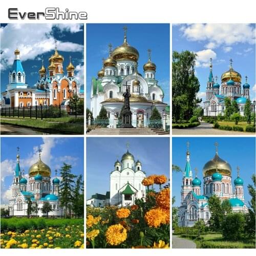 EverShine Diamond Painting Full Square Russia Building Diamond Embroidery Church DIY Scenic Mosaic Picture Rhinestone Home Decor