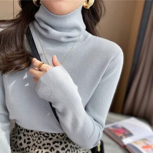 GGRIGHT 2021 Cashmere Knitted Women Sweater Pullovers Turtleneck Autumn Winter Basic Women Sweaters Korean Style Slim Fit Black