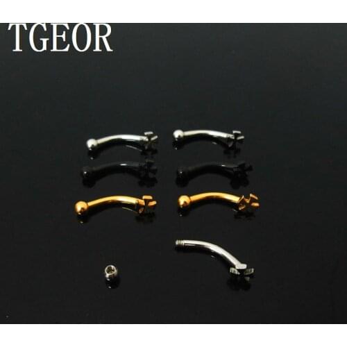 GOOD 1 pair 14G mixed colors Stainless Steel cross laser cut piercing eyebrow ring Fashion