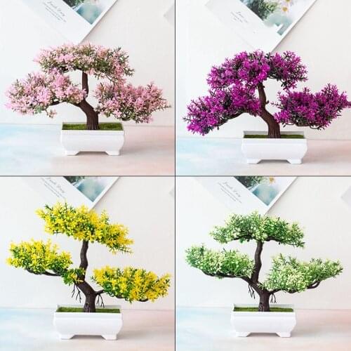 Artificial Plants Pine Bonsai Simulation Pine Tree Small Tree Pot Plants Fake Flowers Ornaments For Home Hotel Garden Decor